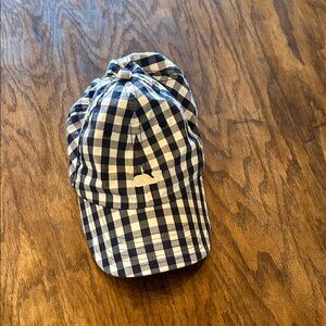Vineyard Vines Navy & White Gingham Baseball Cap with Whale Logo